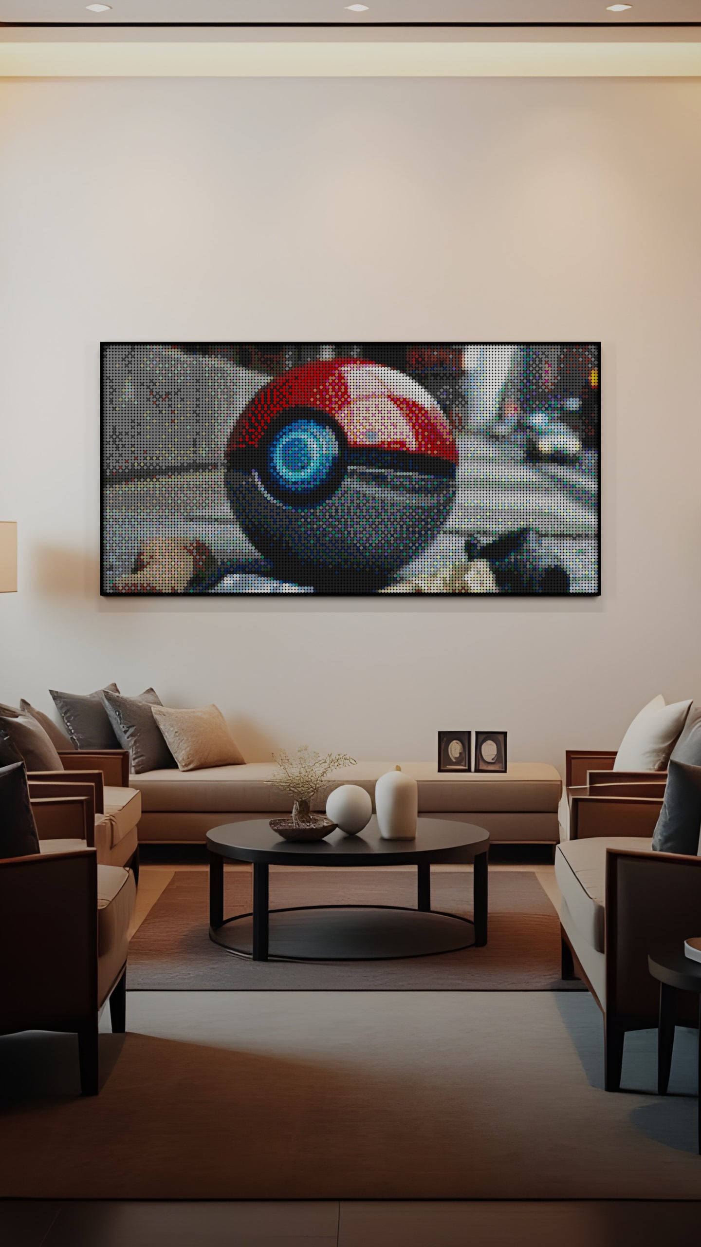 Pokemon LEGO® Style mosaic wall art made from colorful plastic bricks
